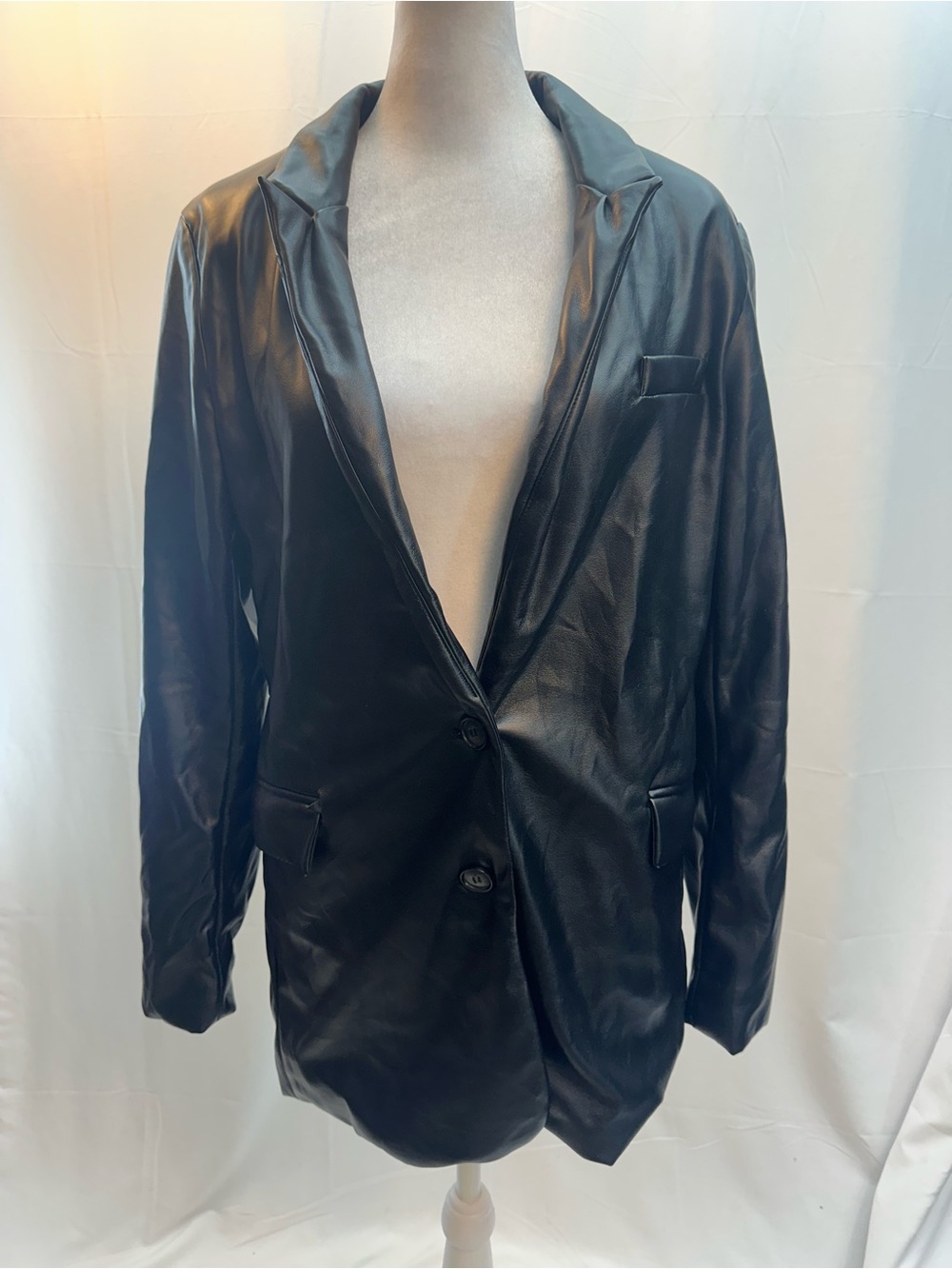Joie Black Faux Leather Jacket Blazer M